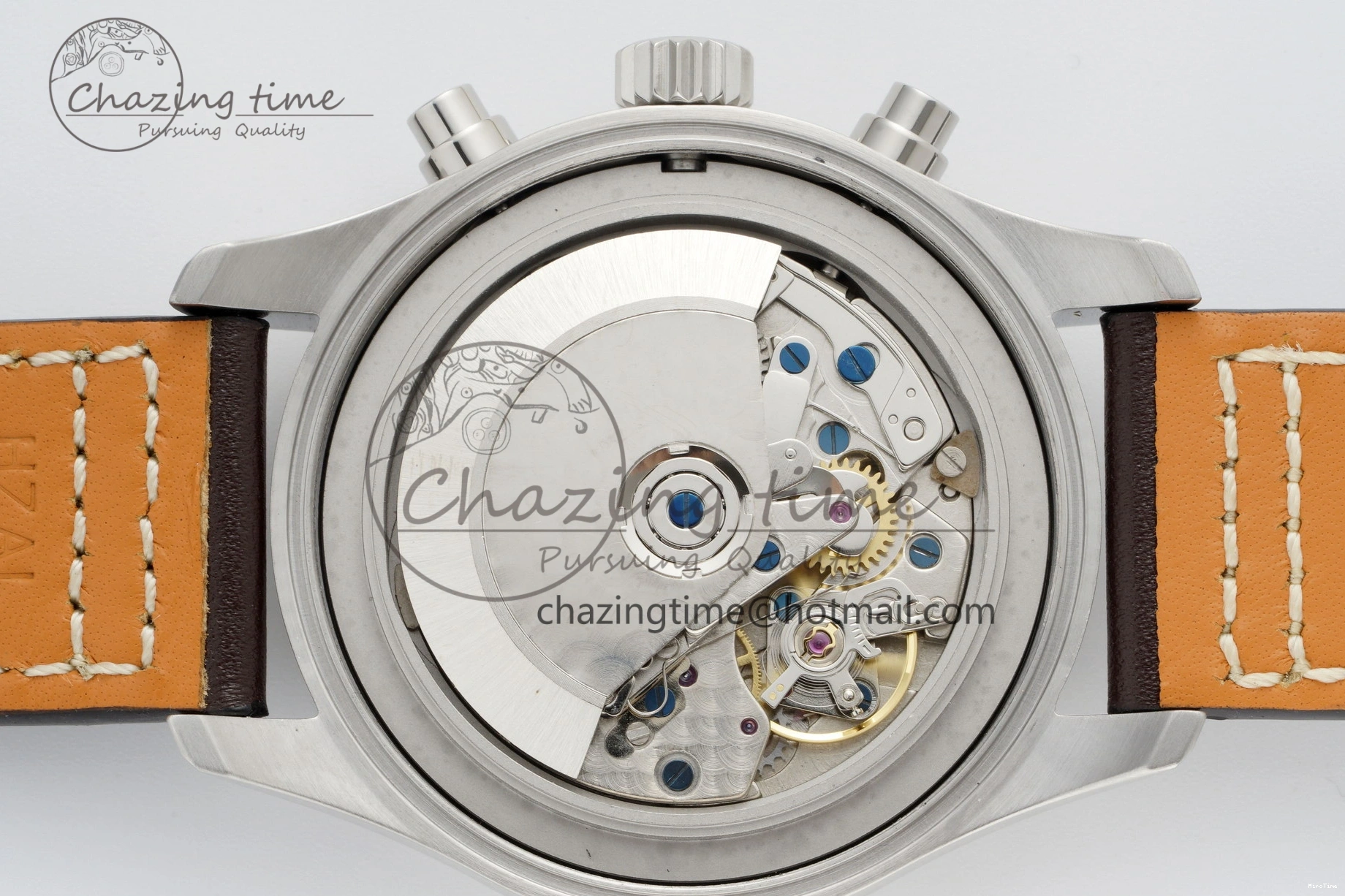 MIROTIME 0326 Bright Pilot Chrono SS AZF 1:1 Best Edition Green Dial on Brown Leather Strap A 7059